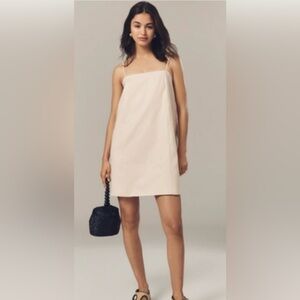 NWT ANTHRO x  MARE MARE XL Square-Neck Linen Blend A-Line mini dress in beige